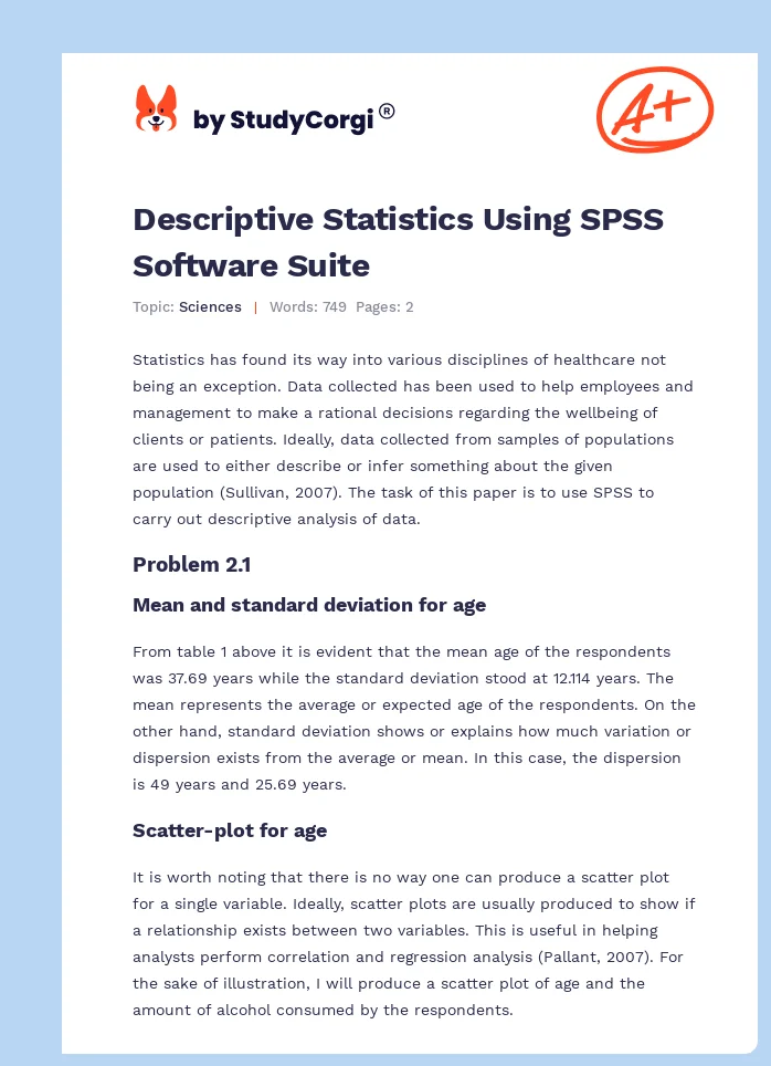 Descriptive Statistics Using SPSS Software Suite. Page 1