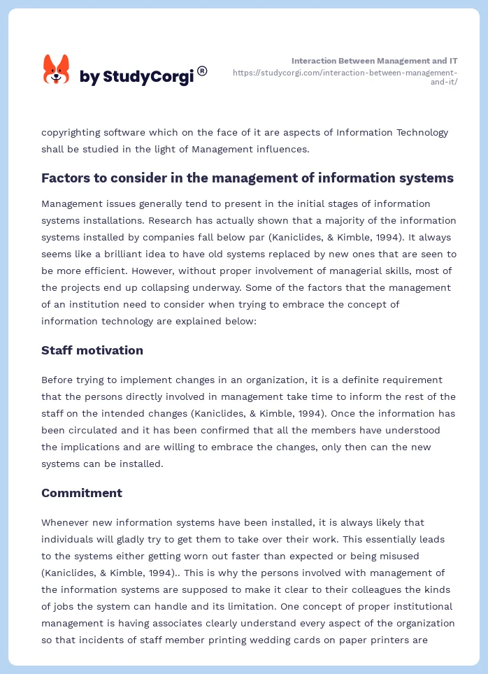 Interaction Between Management and IT. Page 2