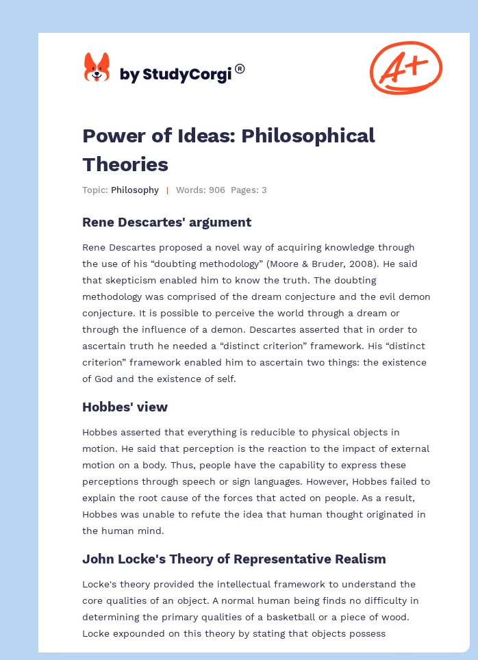 Power of Ideas: Philosophical Theories. Page 1