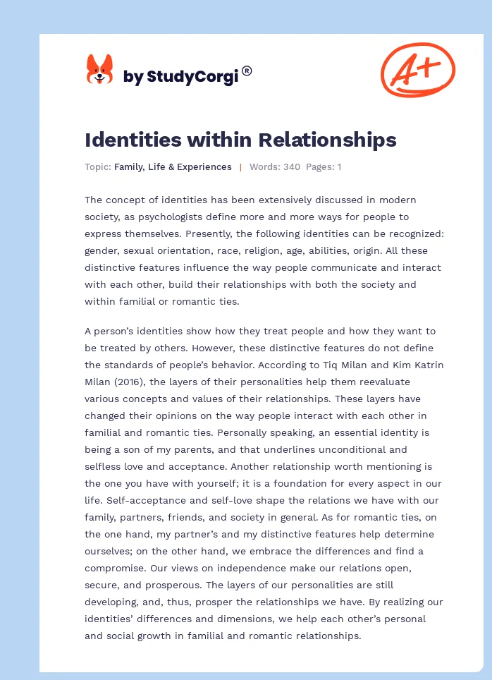Identities within Relationships. Page 1