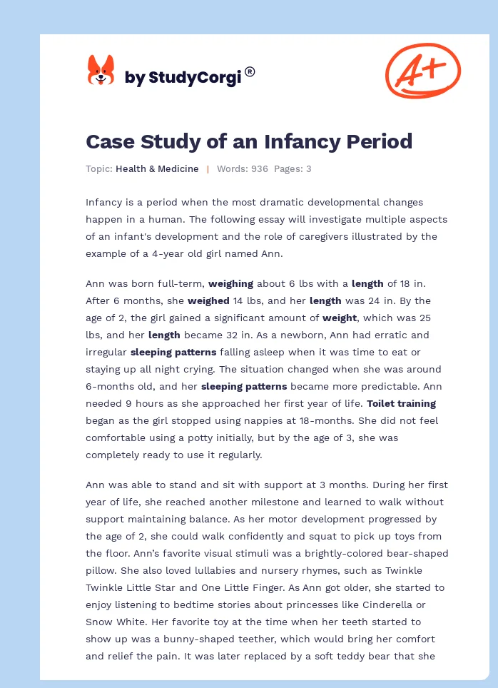 Case Study of an Infancy Period. Page 1