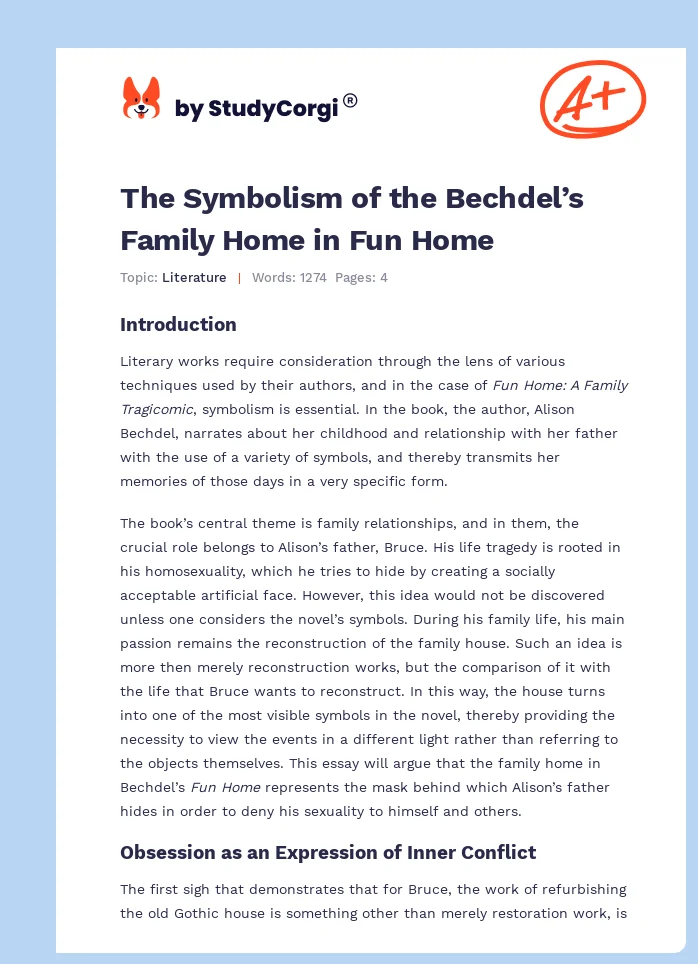The Symbolism of the Bechdel’s Family Home in Fun Home. Page 1
