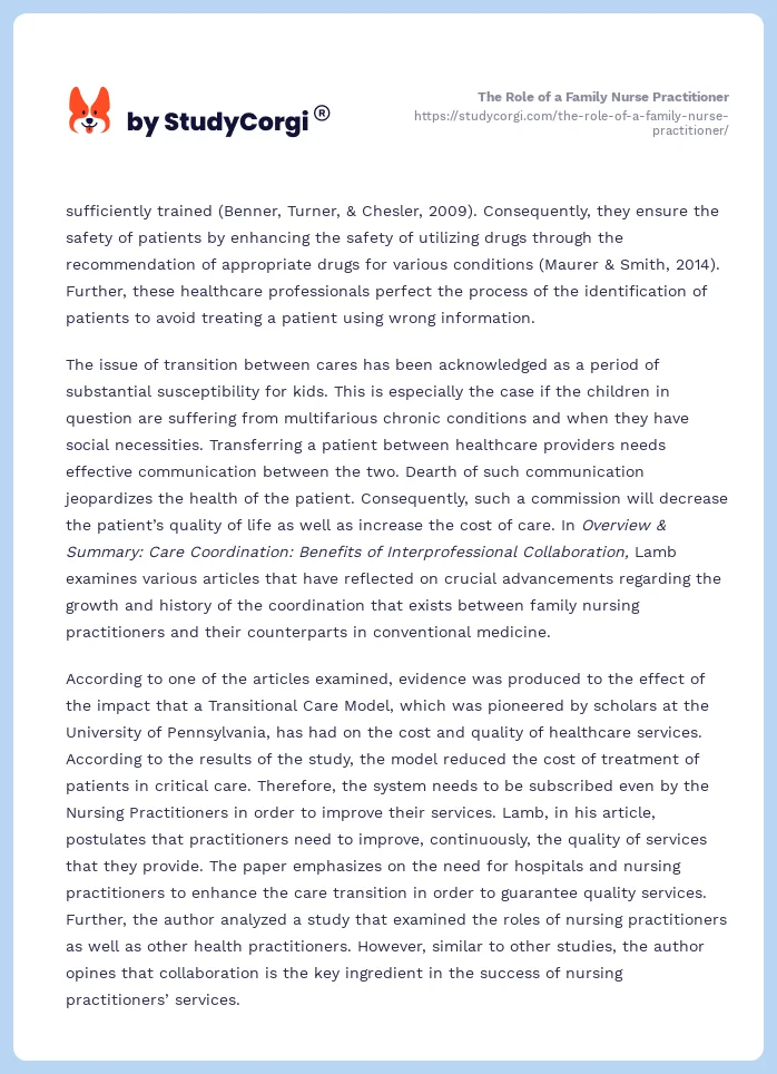 The Role of a Family Nurse Practitioner. Page 2