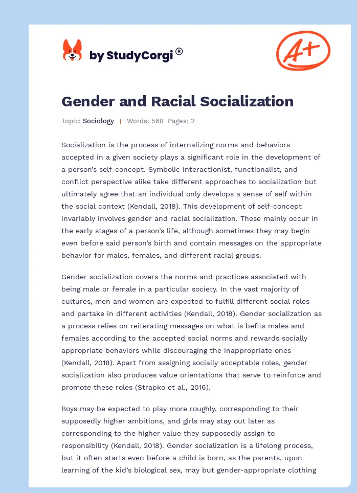 Gender and Racial Socialization. Page 1