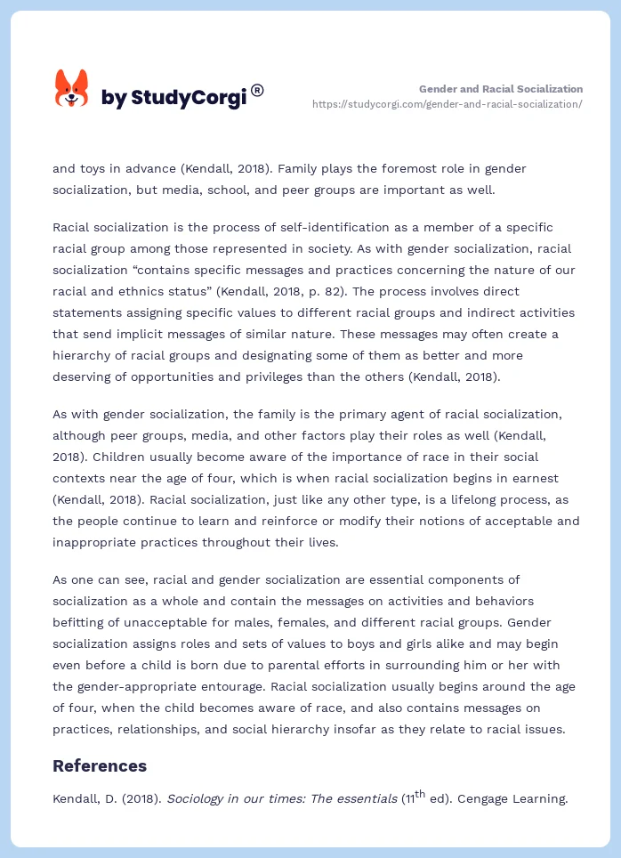Gender and Racial Socialization. Page 2