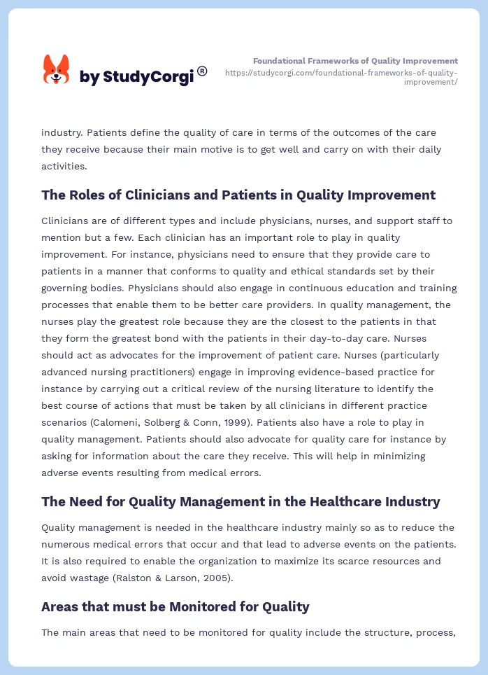Foundational Frameworks of Quality Improvement. Page 2