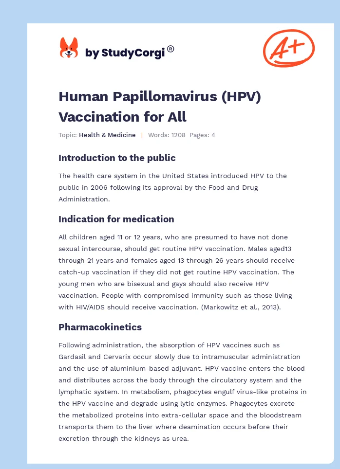 Human Papillomavirus (HPV) Vaccination for All. Page 1