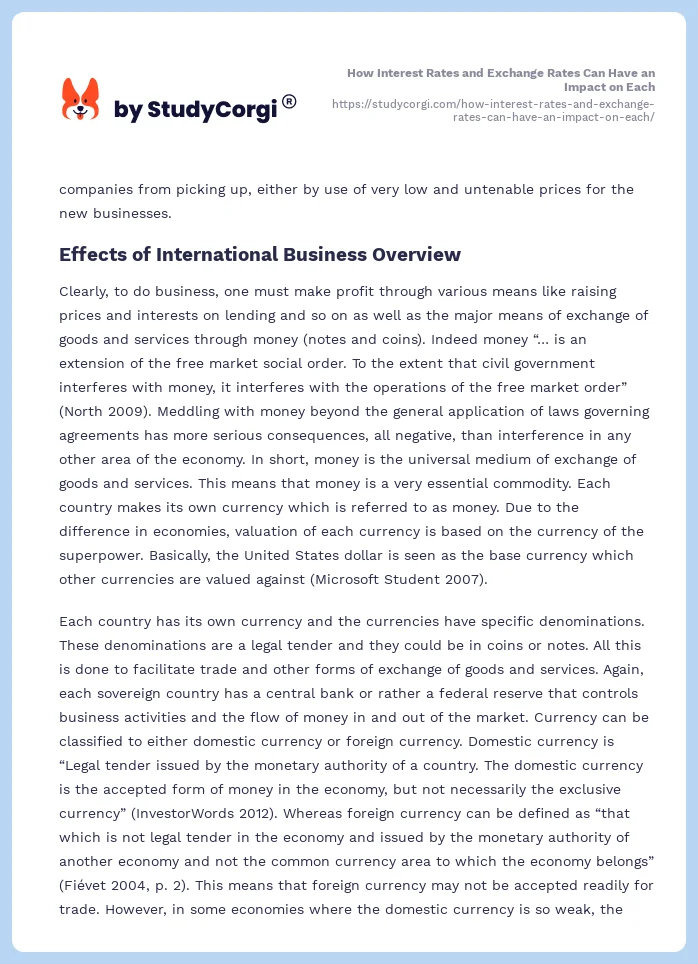 How Interest Rates and Exchange Rates Can Have an Impact on Each. Page 2