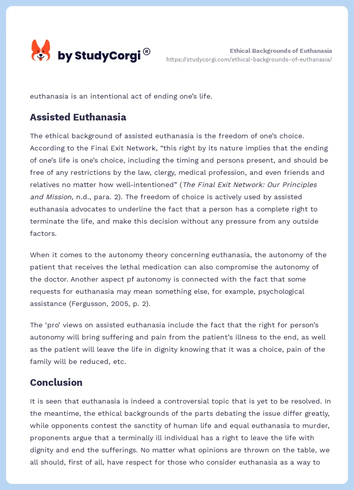 Ethical Backgrounds of Euthanasia. Page 2