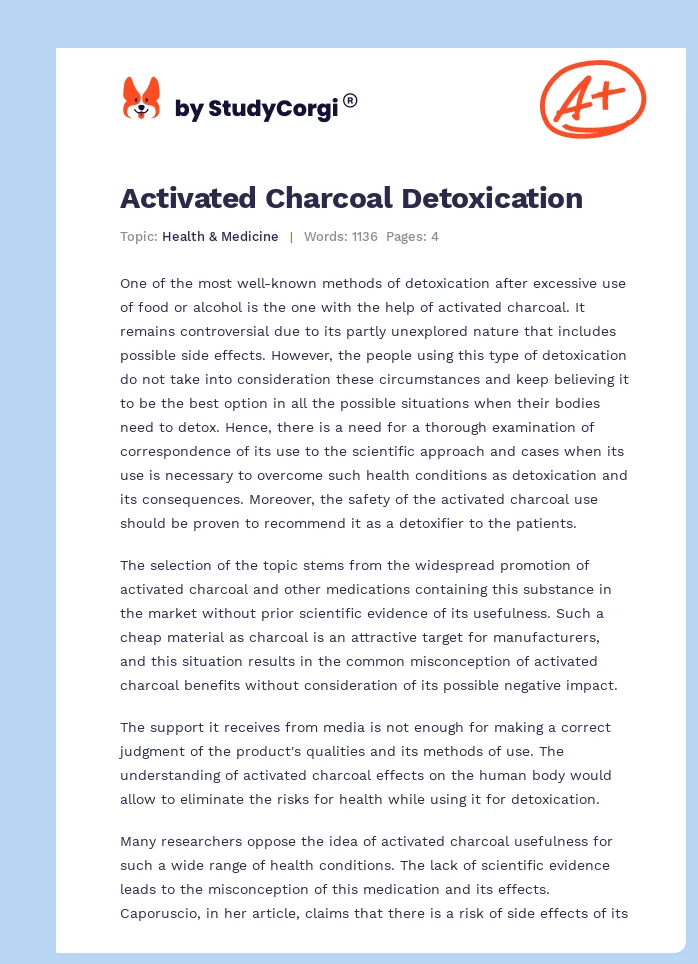Activated Charcoal Detoxication. Page 1