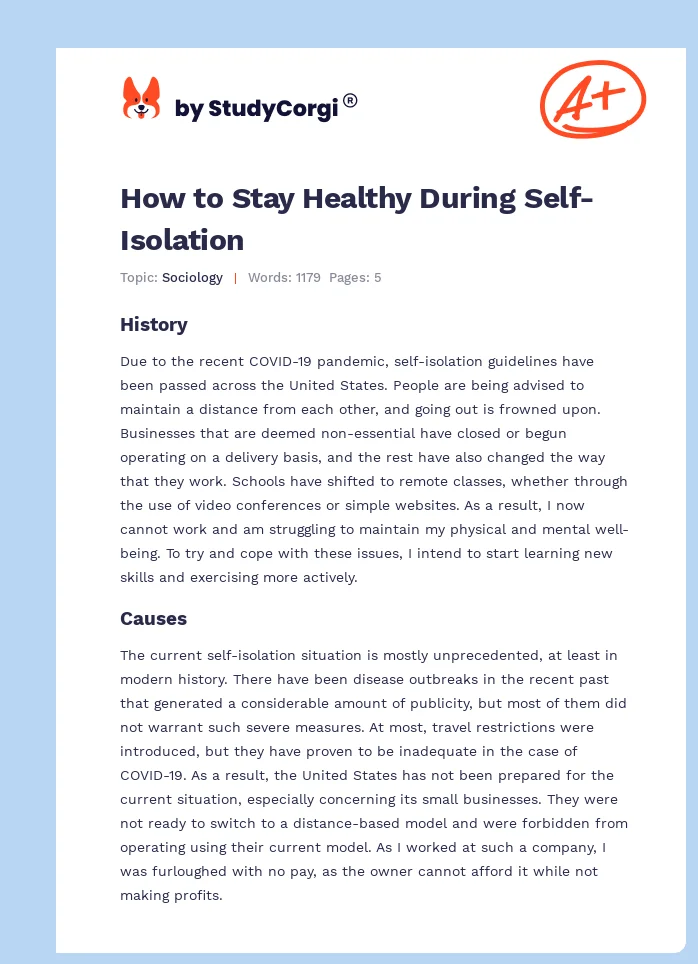 How to Stay Healthy During Self-Isolation. Page 1