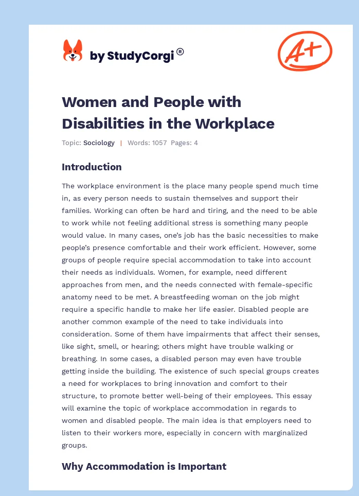 Women and People with Disabilities in the Workplace. Page 1