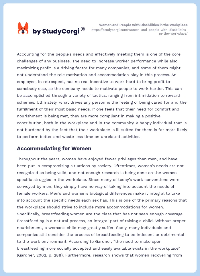 Women and People with Disabilities in the Workplace. Page 2
