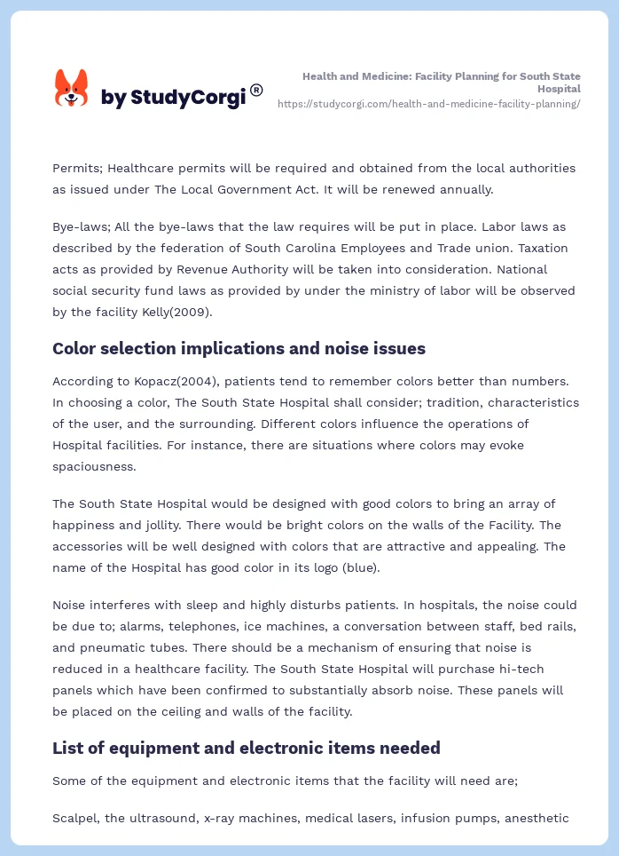 Health and Medicine: Facility Planning for South State Hospital. Page 2