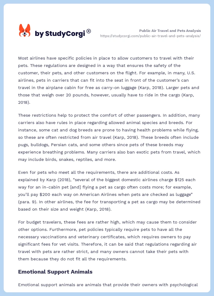 Public Air Travel and Pets Analysis. Page 2