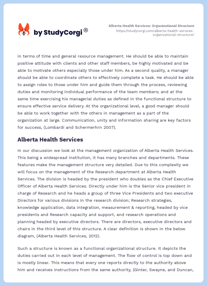 Alberta Health Services: Organizational Structure. Page 2