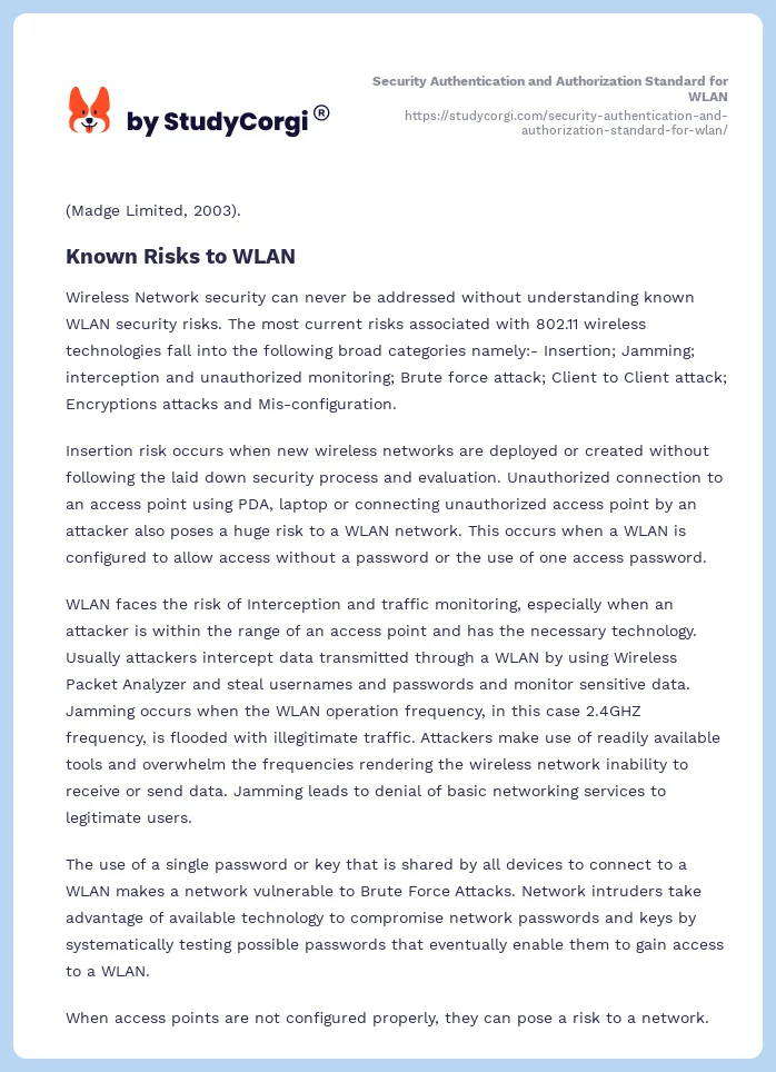 Security Authentication and Authorization Standard for WLAN. Page 2