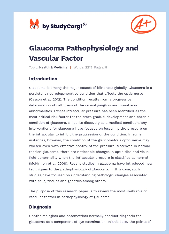 Glaucoma Pathophysiology and Vascular Factor. Page 1