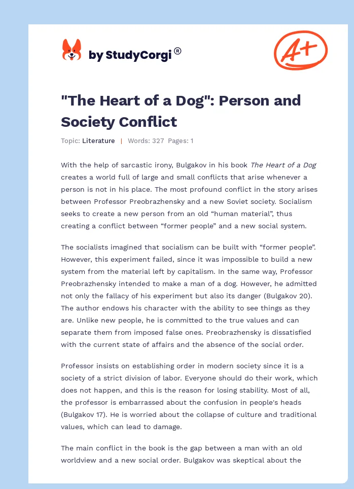 "The Heart of a Dog": Person and Society Conflict. Page 1