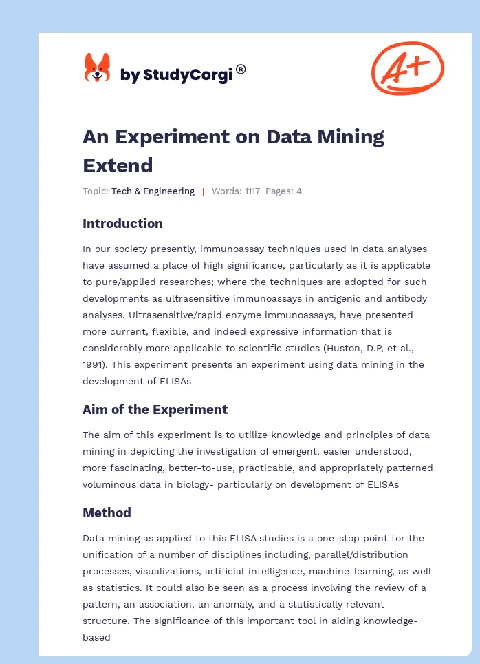An Experiment on Data Mining Extend. Page 1
