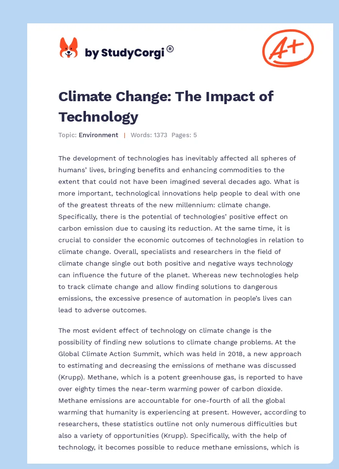 Climate Change: The Impact of Technology. Page 1