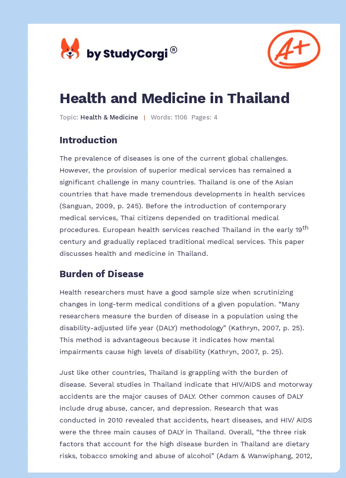 Health and Medicine in Thailand. Page 1