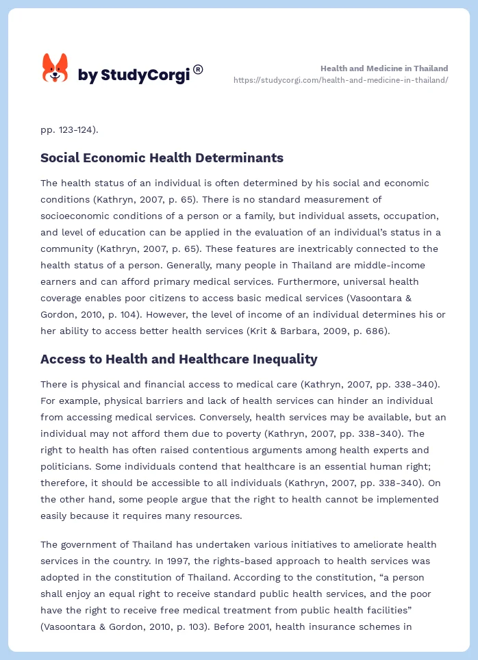 Health and Medicine in Thailand. Page 2