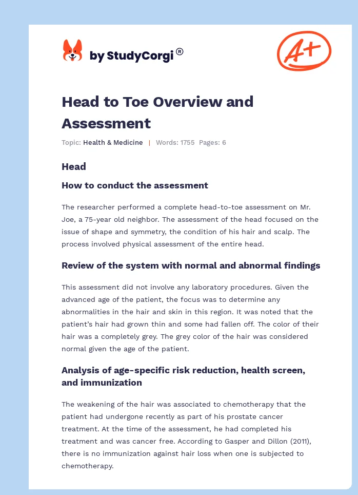 Head to Toe Overview and Assessment. Page 1