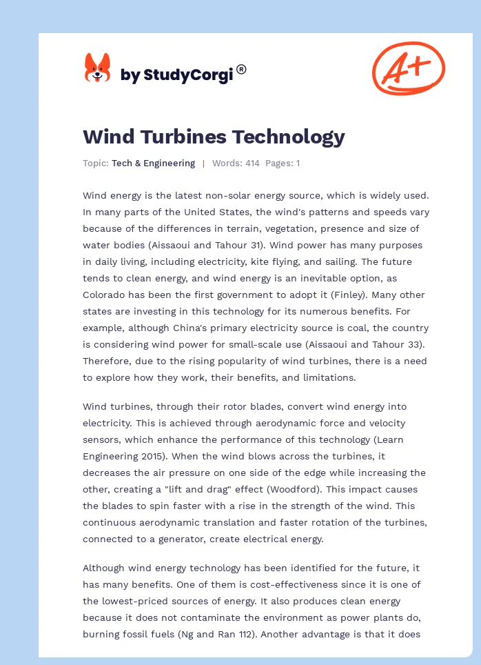 Wind Turbines Technology. Page 1