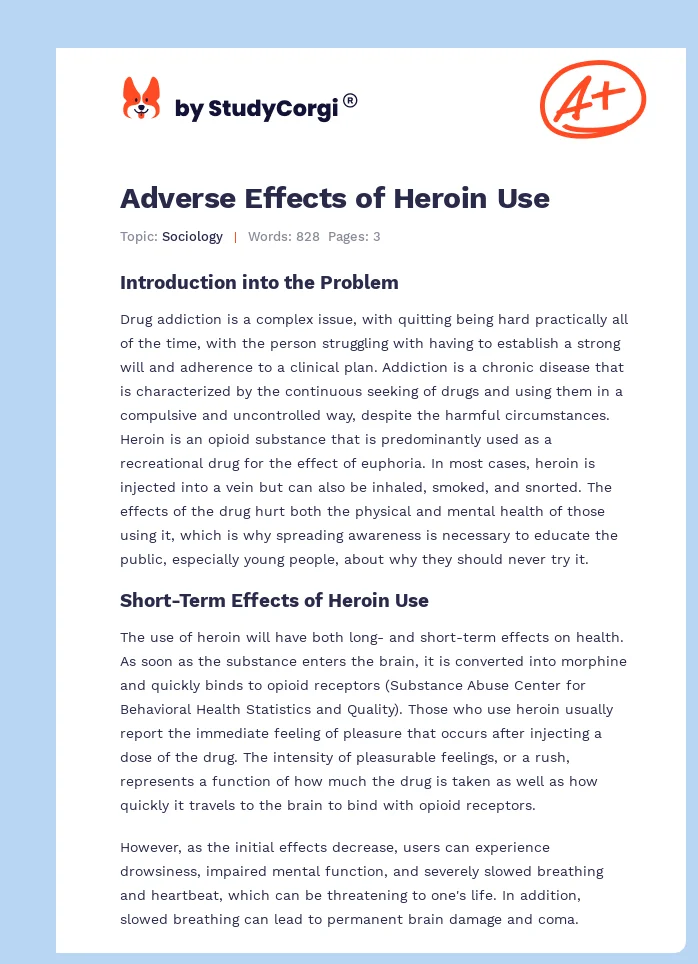 Adverse Effects of Heroin Use. Page 1
