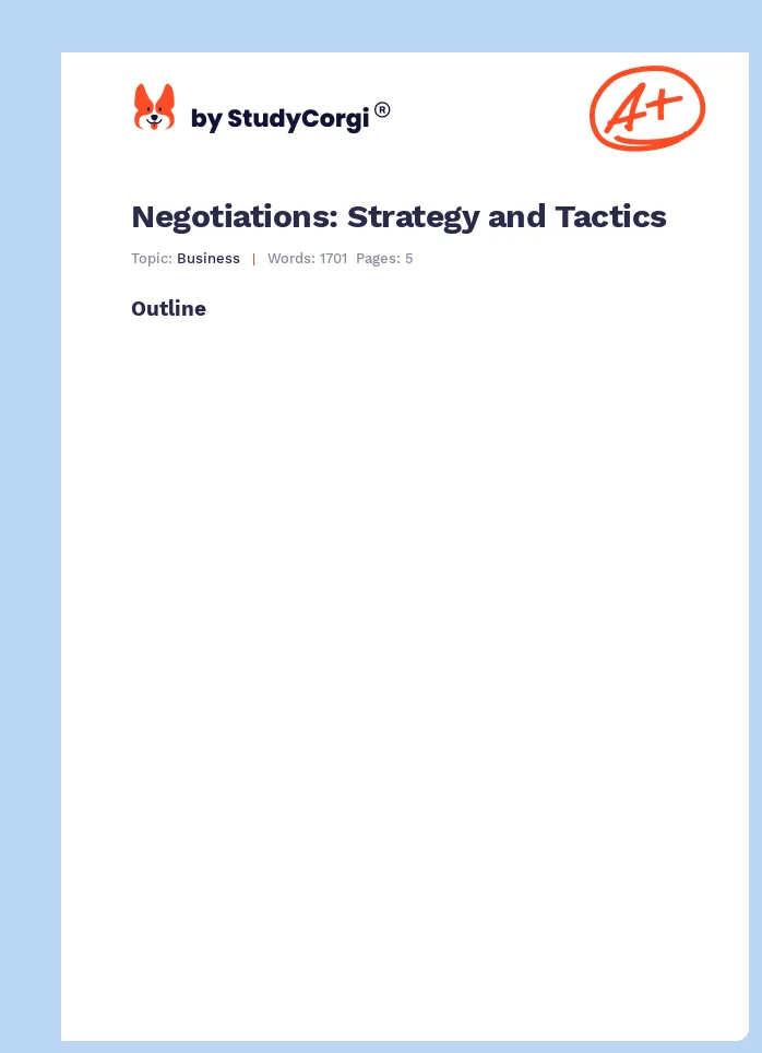Negotiations: Strategy and Tactics. Page 1