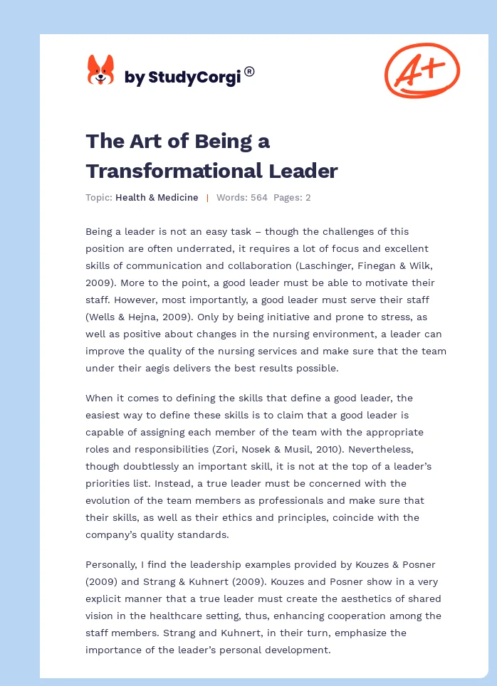 The Art of Being a Transformational Leader. Page 1