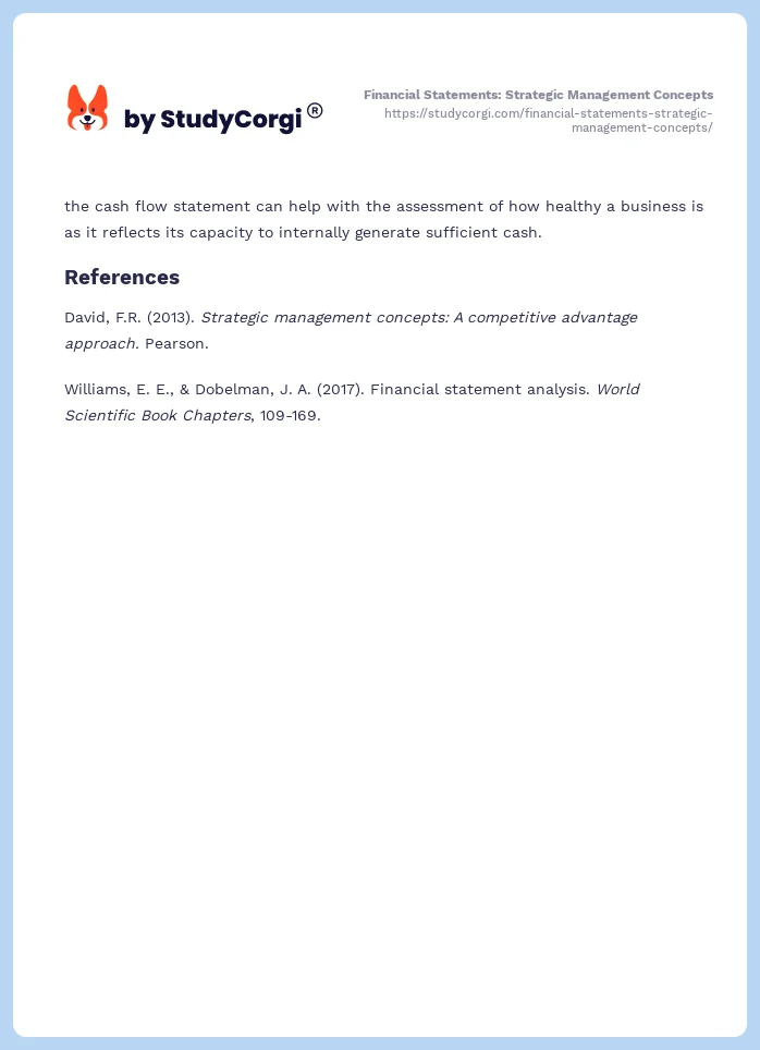 Financial Statements: Strategic Management Concepts. Page 2