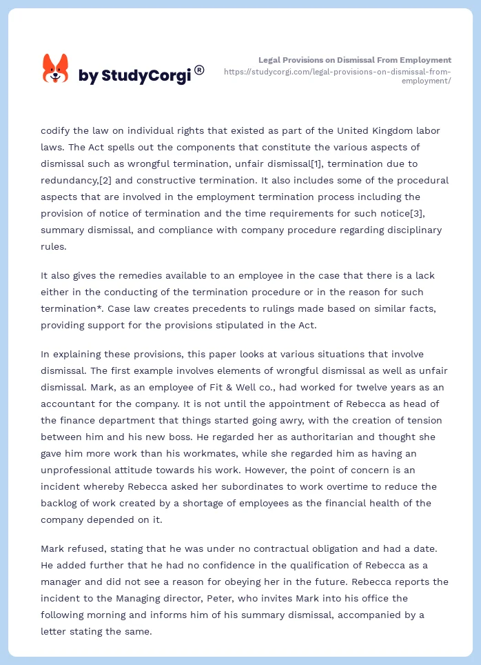 Legal Provisions on Dismissal From Employment. Page 2
