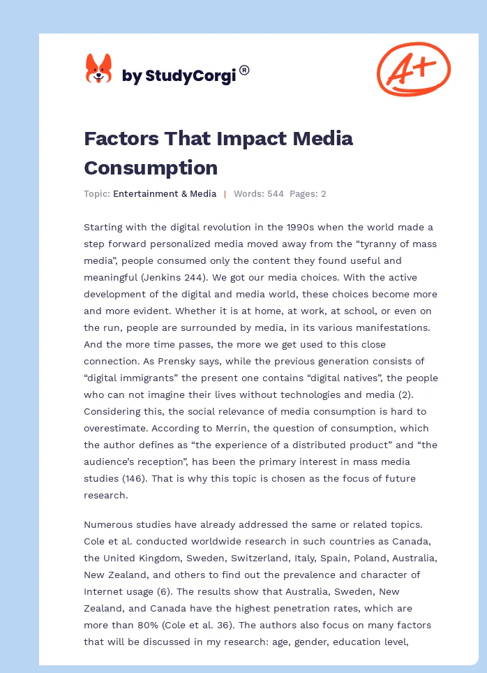 Factors That Impact Media Consumption. Page 1