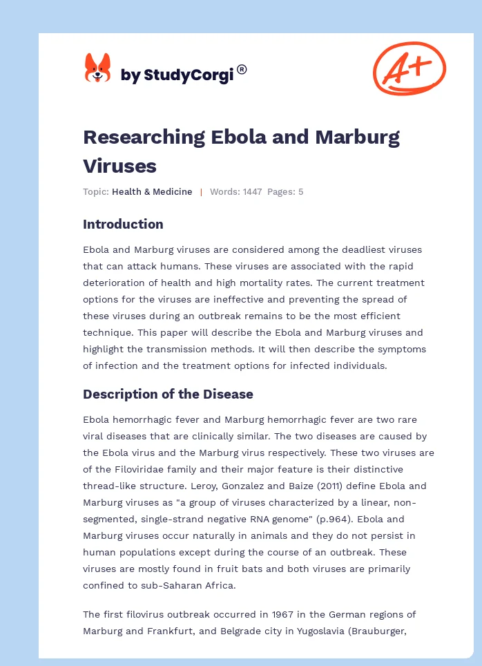 Researching Ebola and Marburg Viruses. Page 1