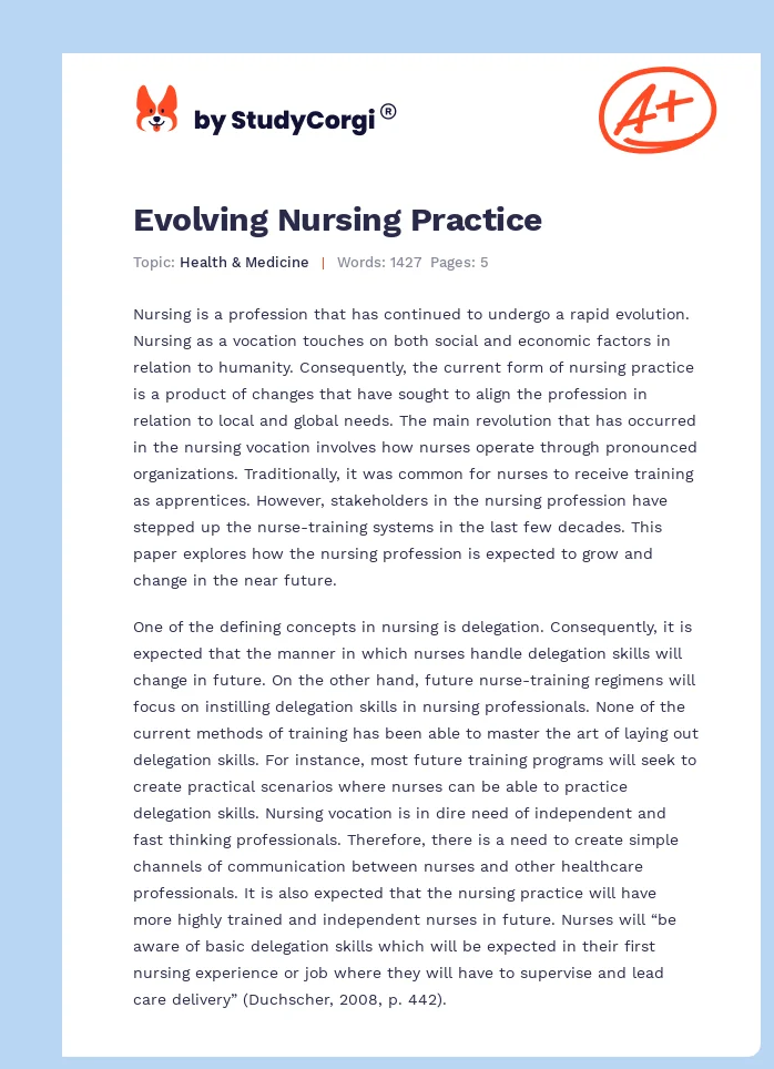 Evolving Nursing Practice. Page 1