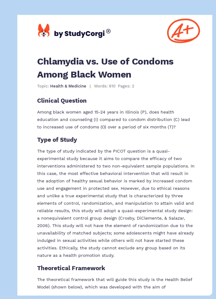 Chlamydia vs. Use of Condoms Among Black Women. Page 1