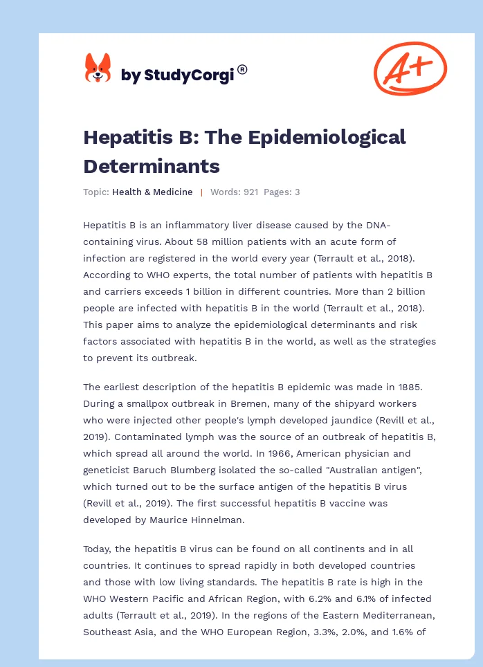Hepatitis B: The Epidemiological Determinants. Page 1