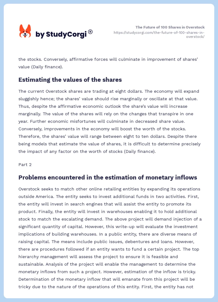 The Future of 100 Shares in Overstock. Page 2