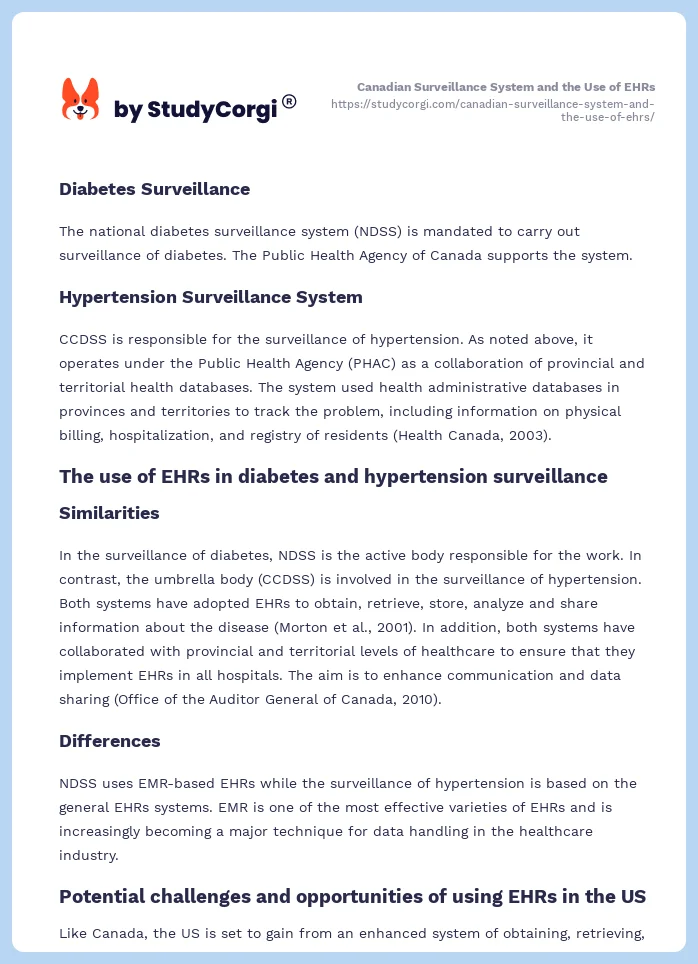Canadian Surveillance System and the Use of EHRs. Page 2