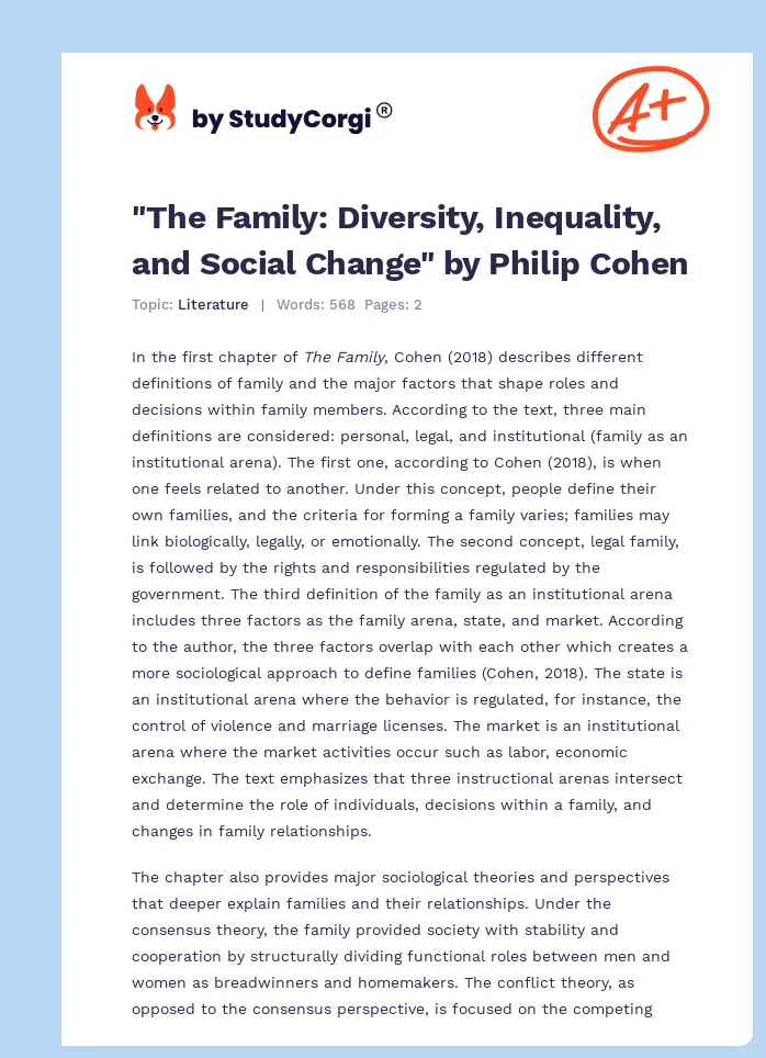 "The Family: Diversity, Inequality, and Social Change" by Philip Cohen. Page 1