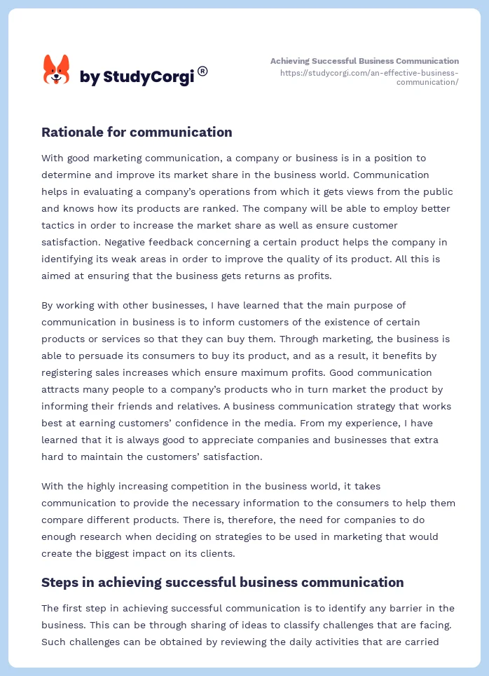 Achieving Successful Business Communication. Page 2