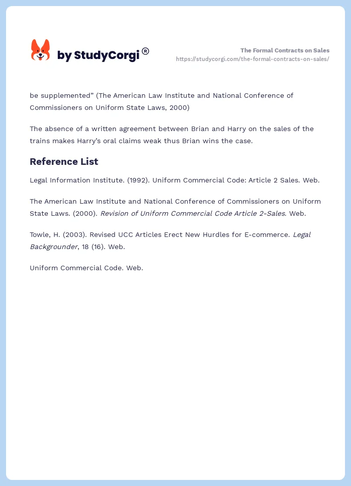 The Formal Contracts on Sales. Page 2