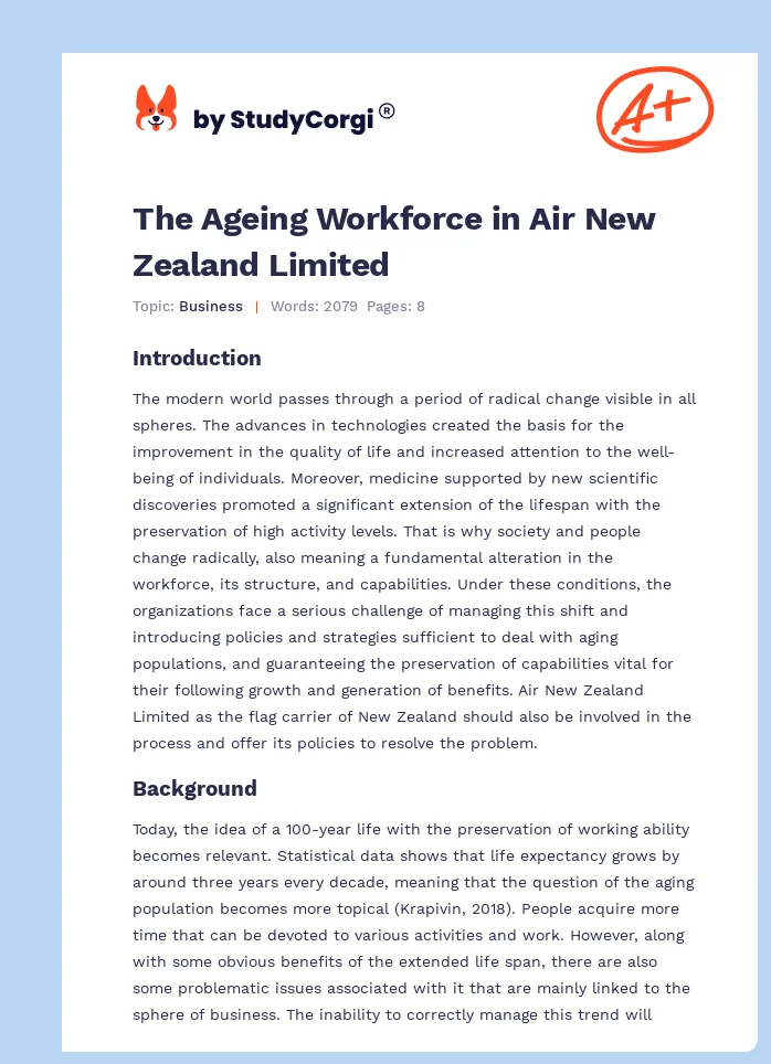 The Ageing Workforce in Air New Zealand Limited. Page 1