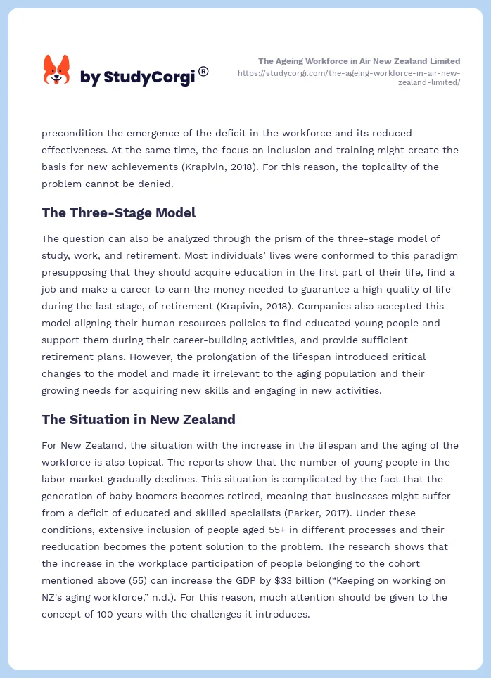The Ageing Workforce in Air New Zealand Limited. Page 2