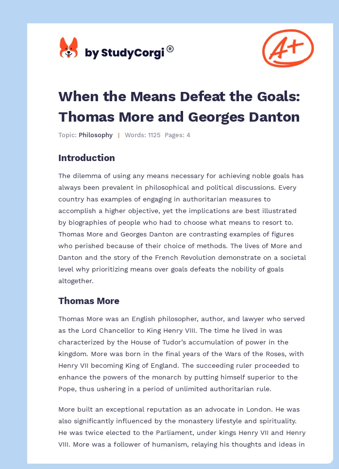 When the Means Defeat the Goals: Thomas More and Georges Danton. Page 1