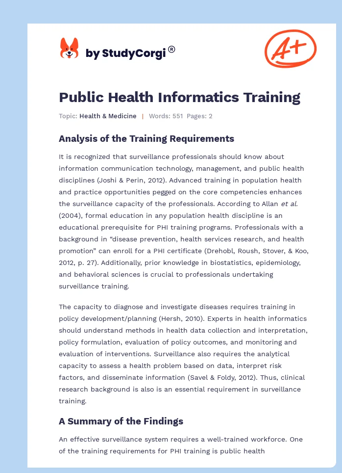 Public Health Informatics Training. Page 1