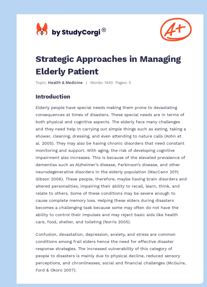 Strategic Approaches in Managing Elderly Patient. Page 1