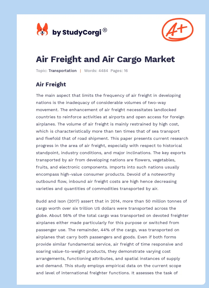 Air Freight and Air Cargo Market. Page 1